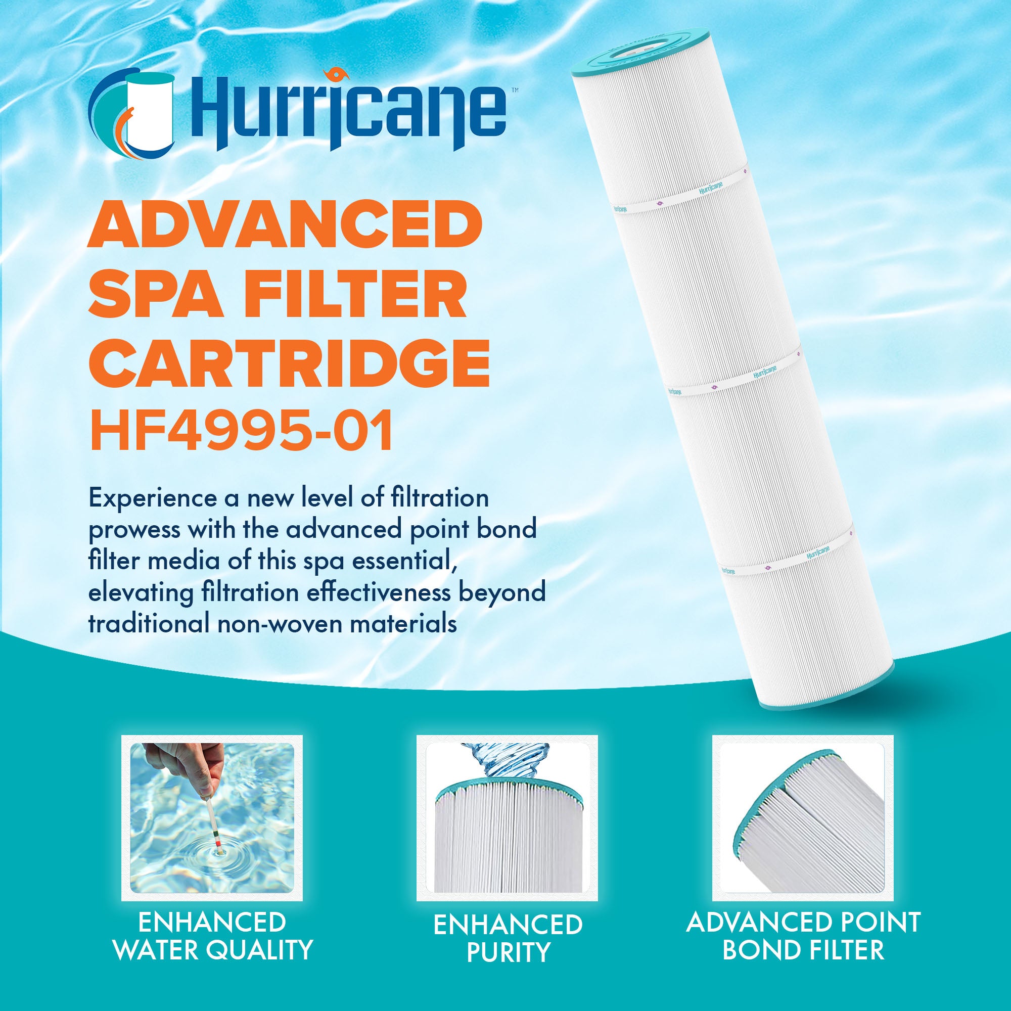 Hurricane Filter Cartridge for Unicel C-4995 & Pleatco PCAL100, White (Open Box)