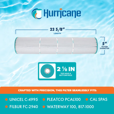 Hurricane Filter Cartridge for Unicel C-4995 and Pleatco PCAL100, White (Used)