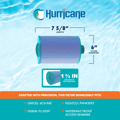 Hurricane Elite Aseptic Spa Cartridge Filter for 6CH-940, PWW50P3, and FC-0359