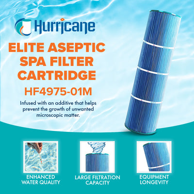 Hurricane Elite Aseptic Spa Filter Cartridge for PRB75 and Unicel C-4975, 4 Pack