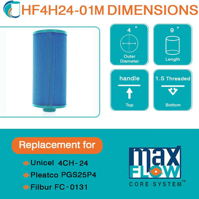 Hurricane HF4H24 Elite Aseptic Spa Filter Cartridge for PGS25P4 & Unicel 4CH-24