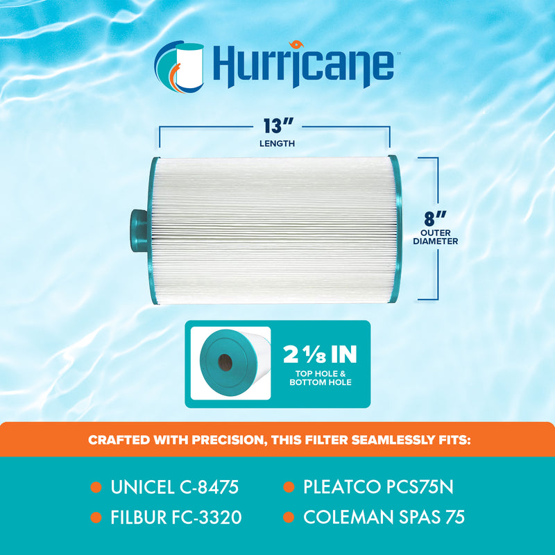 Hurricane Advanced Spa Filter Cartridge for PCS75N, C-8475, and FC-3320, White