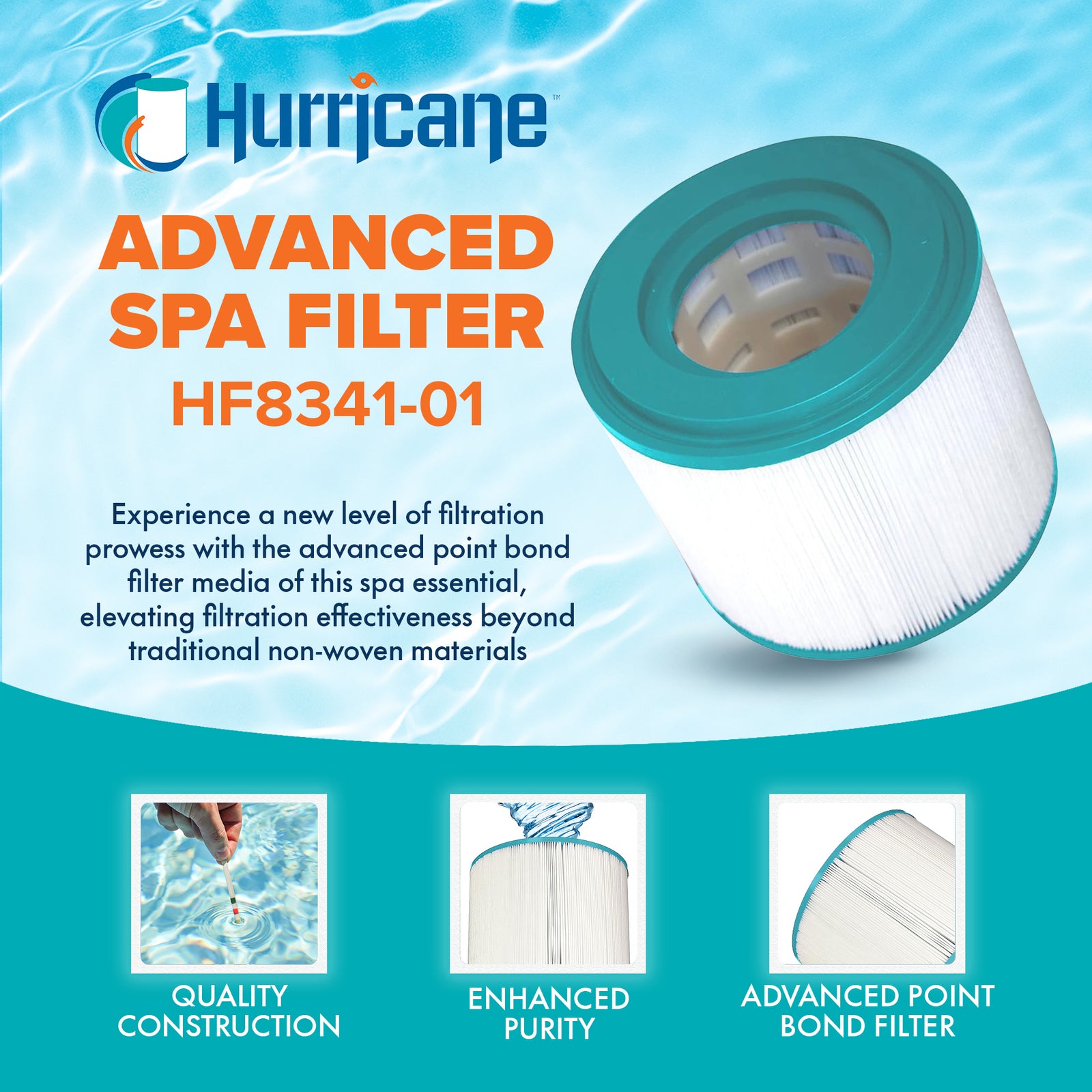 Hurricane Advanced Spa Filter Cartridge for PM35SC-F2M & Unicel 5CH-352, 4 Pack - VMInnovations