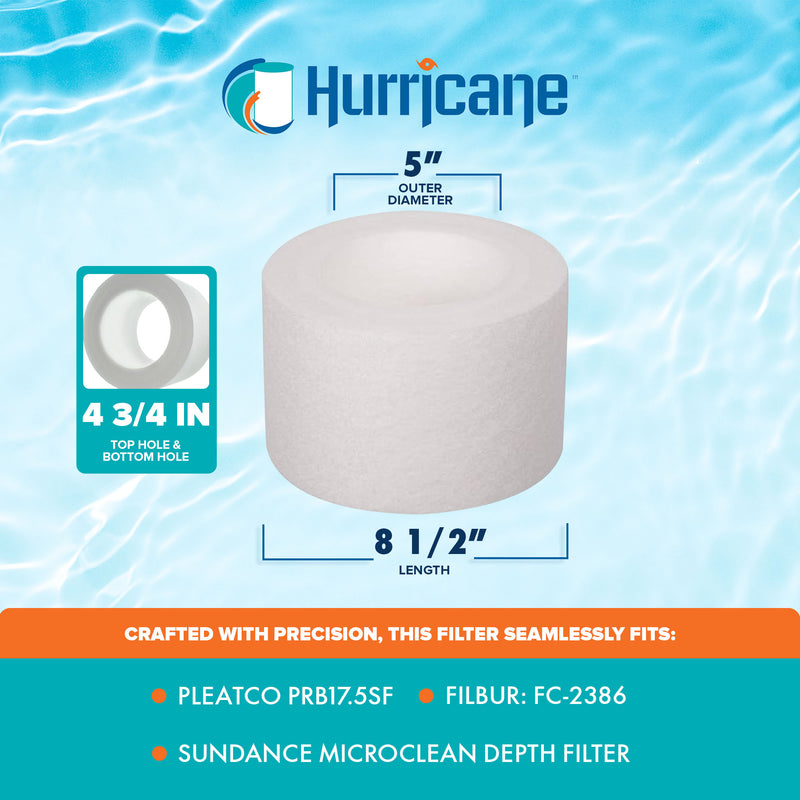 Hurricane Durable 5 x 8.5 Inch Advanced Spa Filter Cartridge Replacement, White