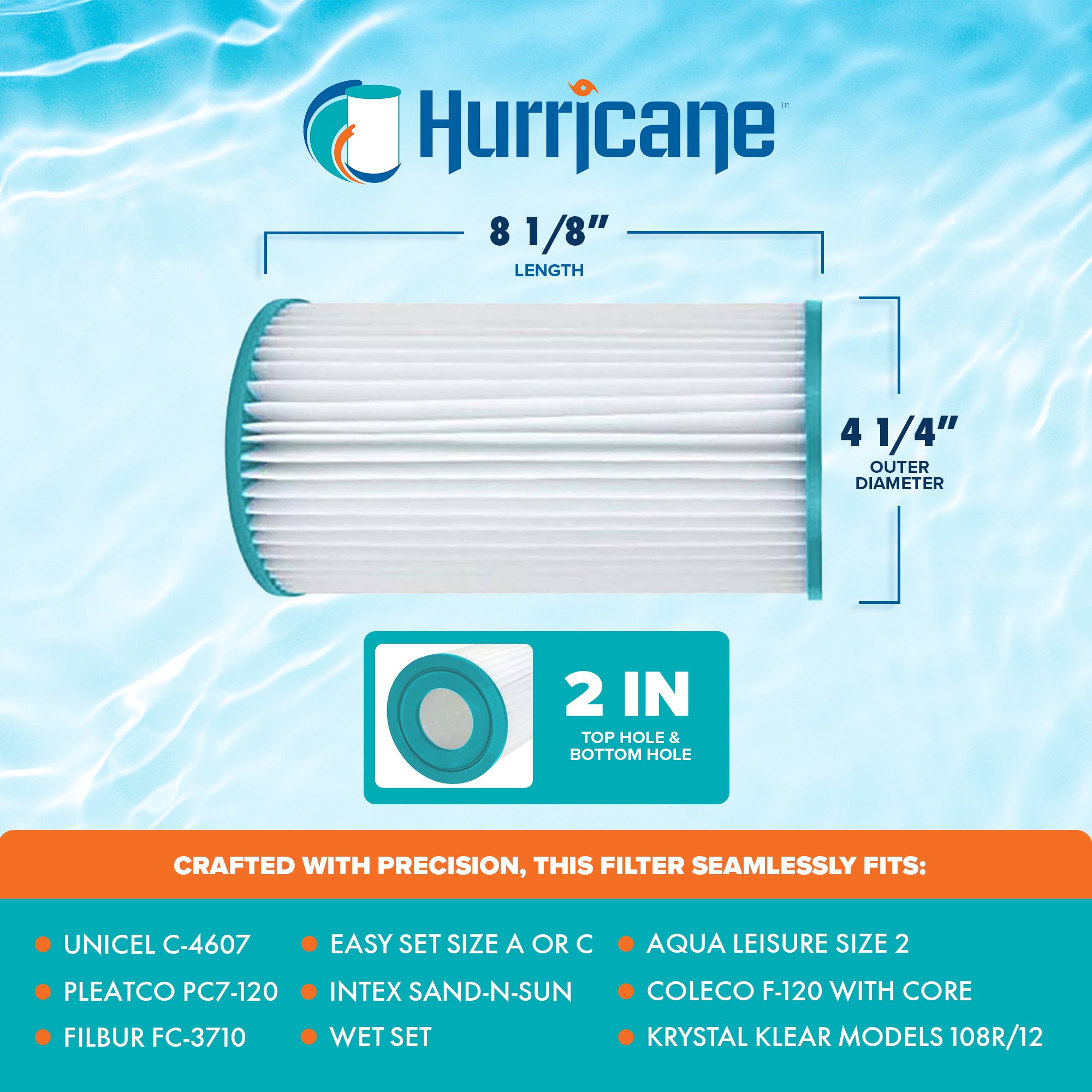 Hurricane 2 Pack Advanced Pool and Spa Filter Cartridge Replacement (Open Box) - VMInnovations