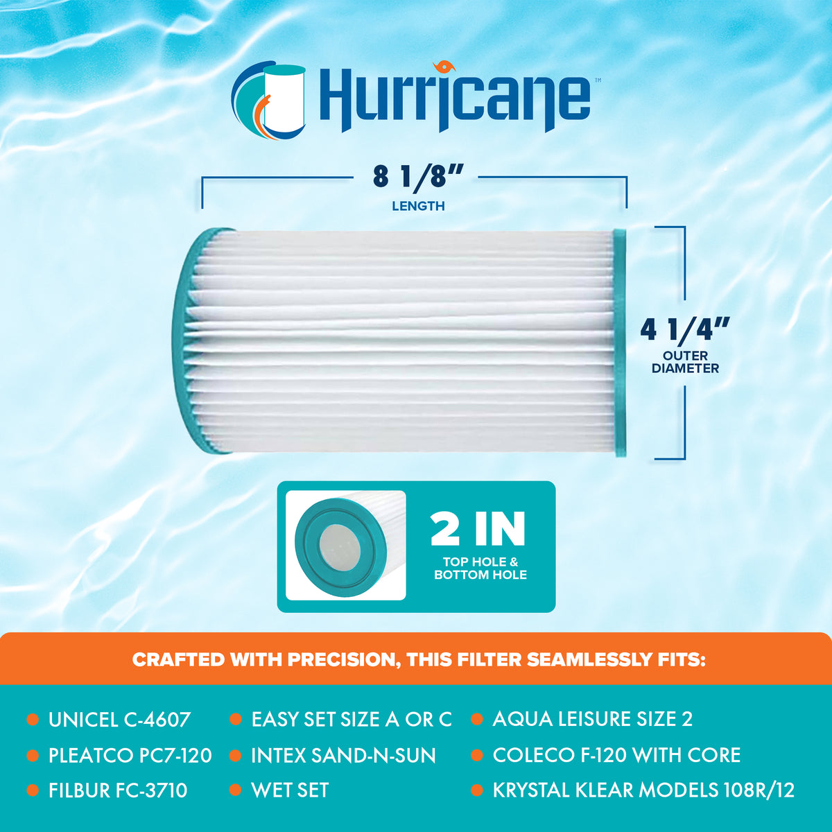Hurricane 8 Pack HF4607-02 Advanced Pool and Spa Filter Cartridge Replacement