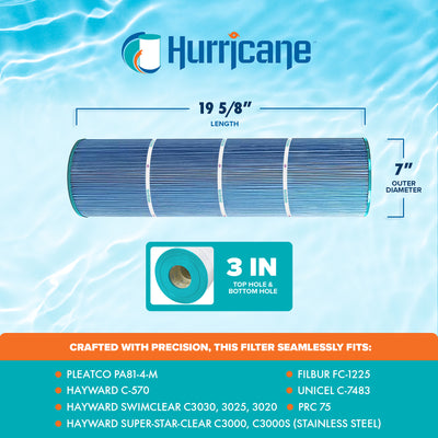 Hurricane Elite Aseptic Pool Filter Cartridge for C-7489/PA112/FC-1275 (4 Pack)