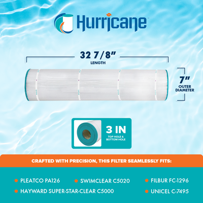 Hurricane Spa Filter Cartridge for Pleatco PA126 and Unicel C-7495 (4 Pack)