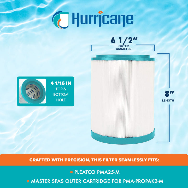 Hurricane Spa Filter Cartridge for RMA25-M, Master Spas Outer Cartridge, 4 Pack