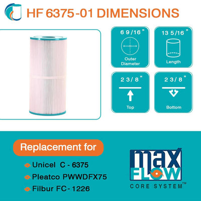 Hurricane Advanced Spa Filter for PWWDFX75, C-6375, and FC-1226, White(Open Box) - VMInnovations