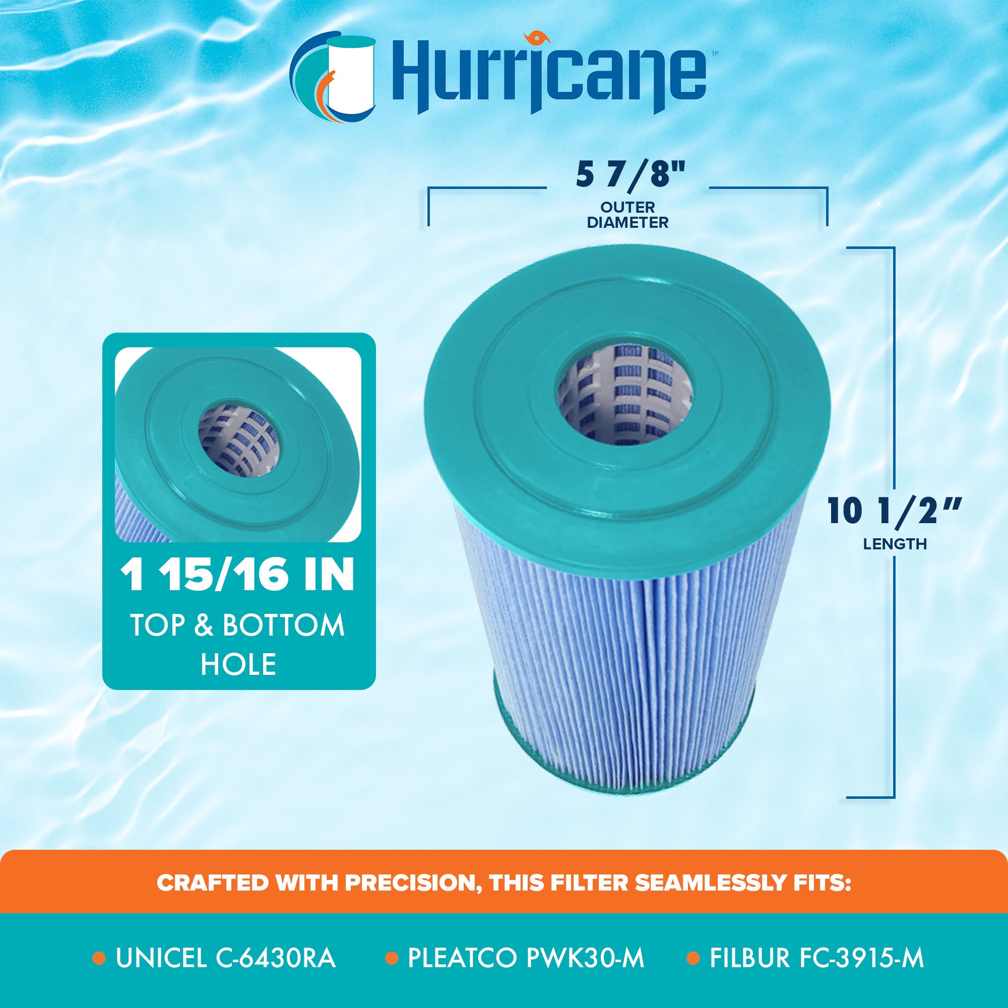 Hurricane 2 Pack HF6430-01M Elite Aseptic Spa Filter Cartridge Replacement, Blue