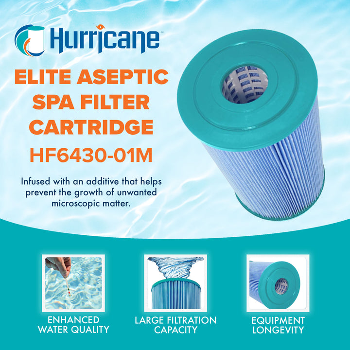 Hurricane 3 Pack HF6430-01M Elite Aseptic Spa Filter Cartridge Replacement, Blue