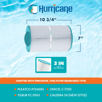 Hurricane Replacement Spa Filter Cartridge for Pleatco PCN50N and Unicel C-7350