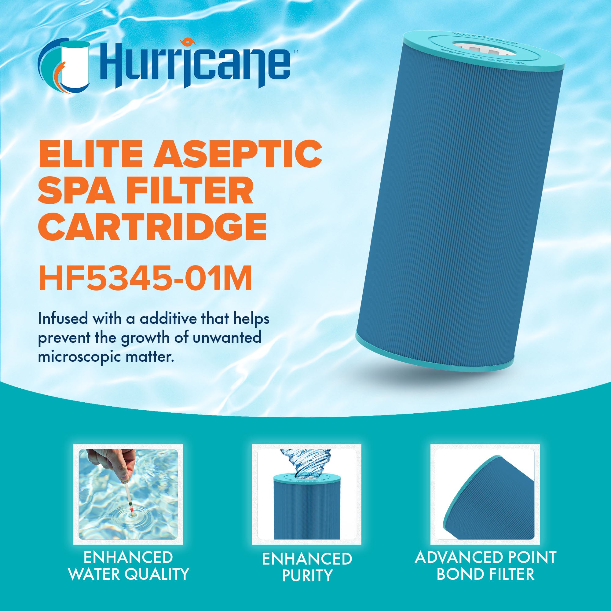 Hurricane Filters HF5345-01M Elite Aseptic Spa Filter Cartridge Replacement - VMInnovations