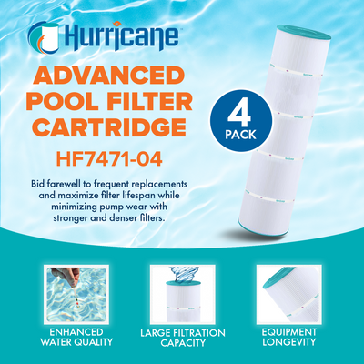 Hurricane HF7471-04 Pool Filter Cartridge for C-7471, PCC105, and 1977, 4 Pack