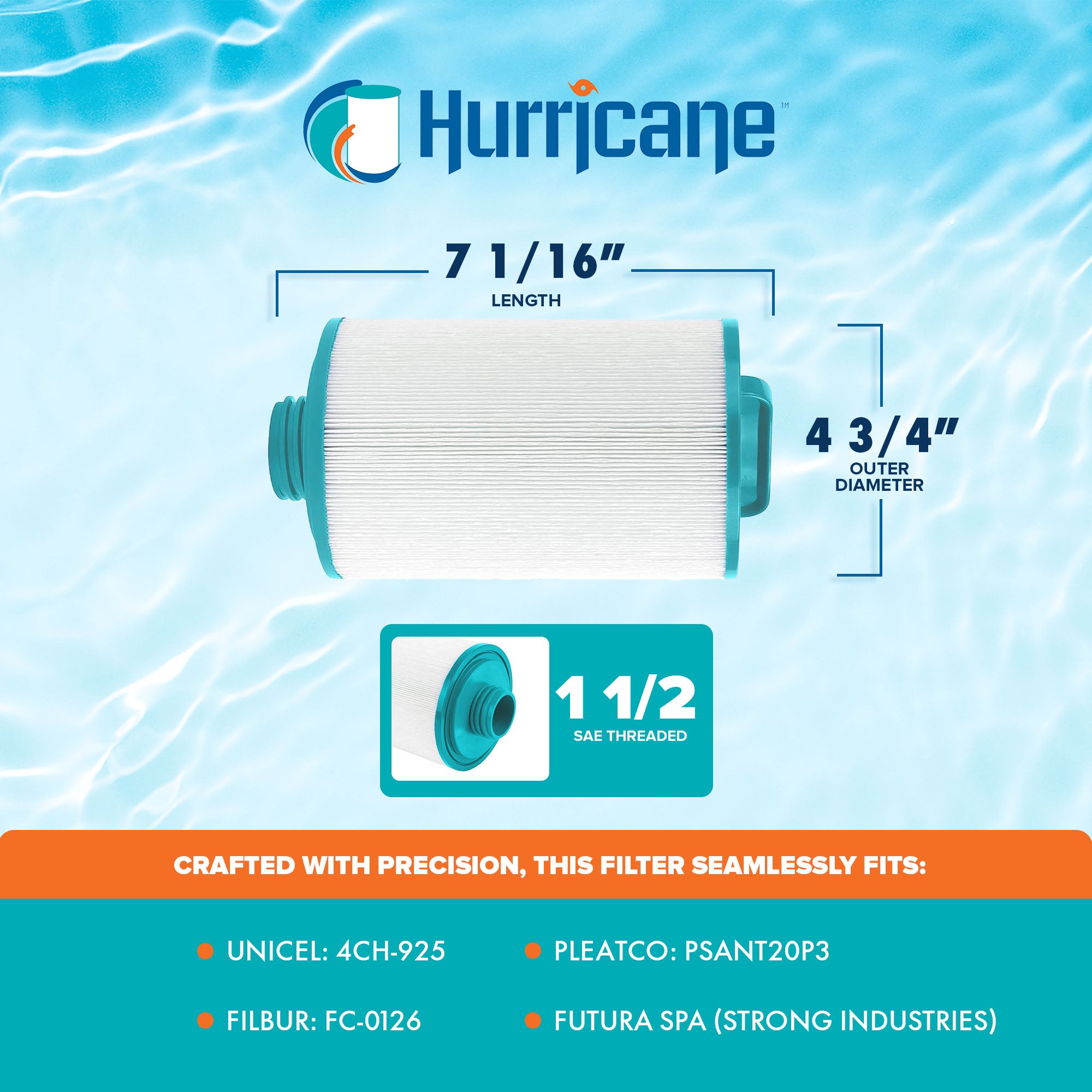 Hurricane Advanced Pool Filter Cartridge Replace w/ Advanced Bond Filter, 2 Pack