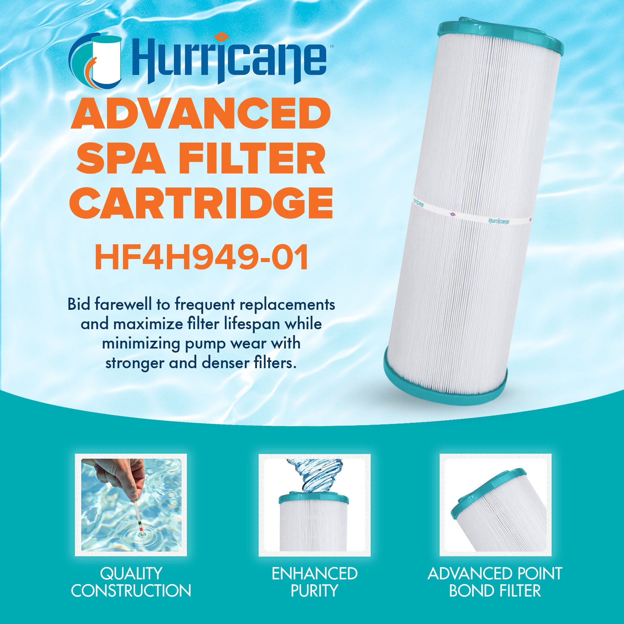 Hurricane 2 Pack HF4H949-01 Advanced Pool and Spa Filter Cartridge Replacement