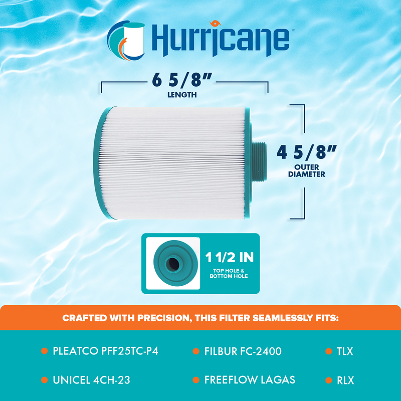 Hurricane Advanced Spa Filter Cartridge for 4CH-23, PFF25TC-P4, FC-2400, White