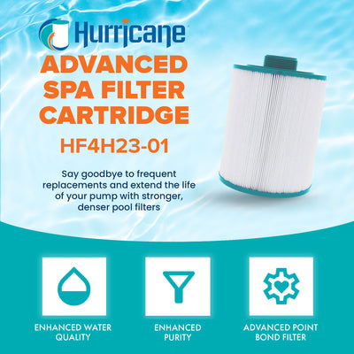 Hurricane HF4H23-01 Advanced Pool and Spa Filter Cartridge Replacement, White - VMInnovations
