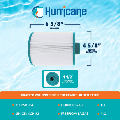 Hurricane HF4H23-01 Advanced Pool and Spa Filter Cartridge Replacement, White - VMInnovations
