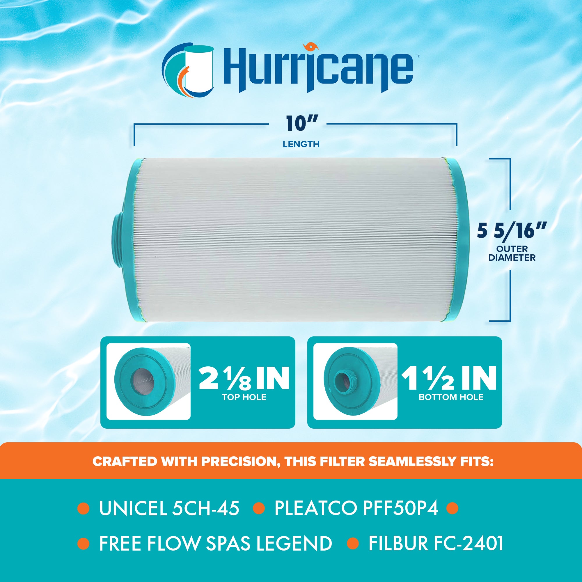 Hurricane 3 Pack HF5H45-01 Advanced Pool and Spa Filter Cartridge Replacement