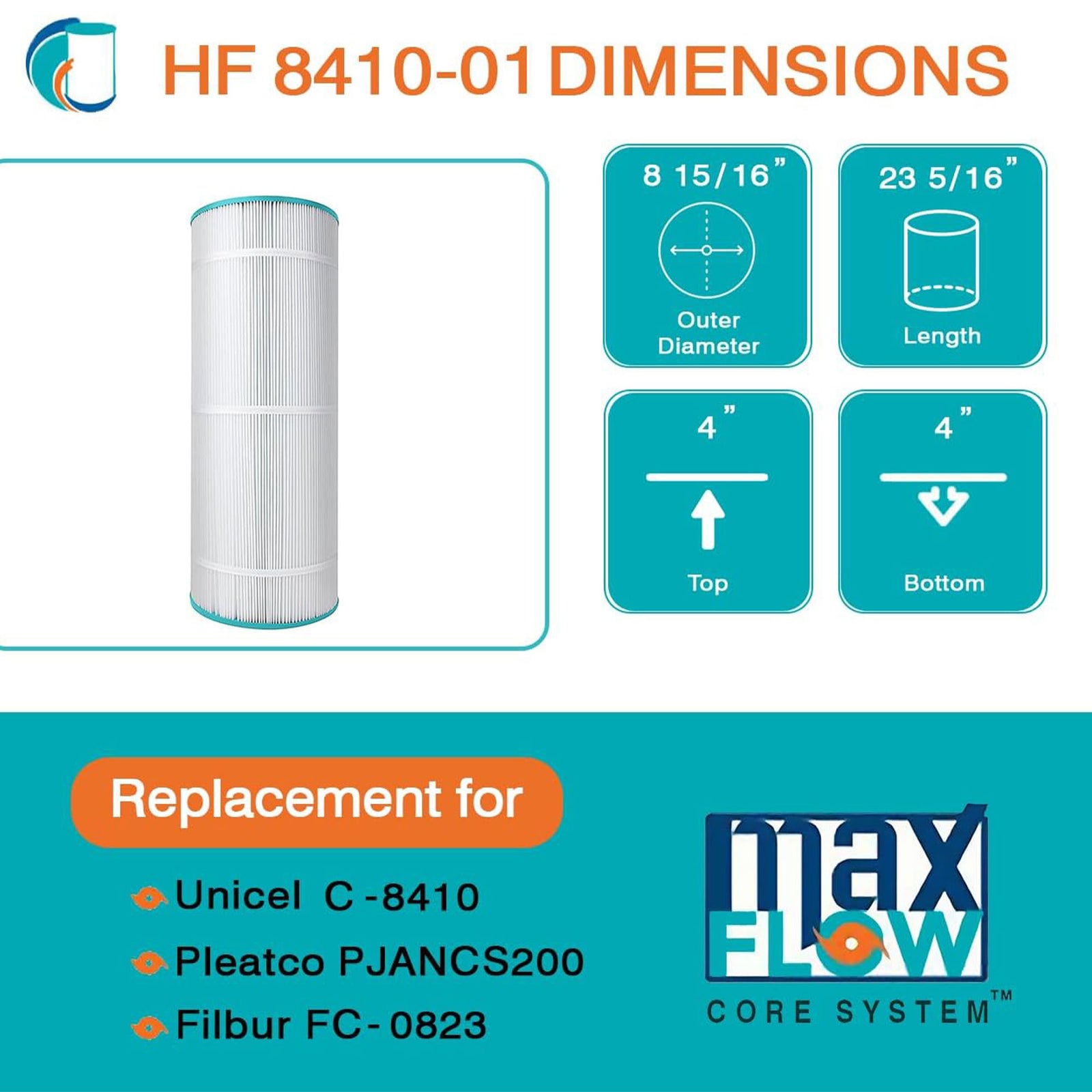 Hurricane Replacement Spa Filter Cartridge for PJANCS100 & Unicel C8410, 2 Pack - VMInnovations