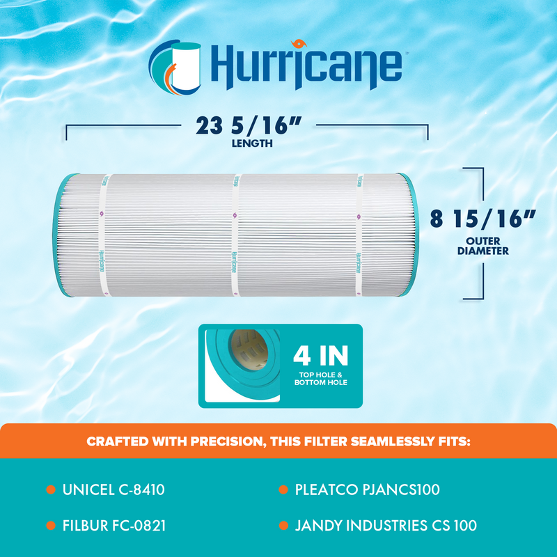 Hurricane Replacement Spa Filter Cartridge for Pleatco PJANCS100 & Unicel C8410