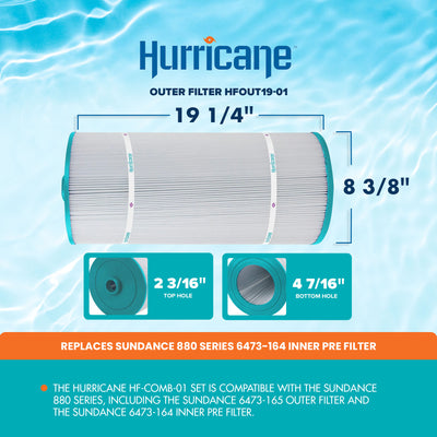Hurricane Replacement Spa Filter Set for Sundance Series 880 6473-165 (Open Box)