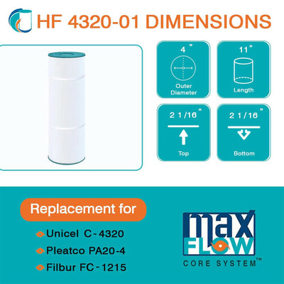 Hurricane Replacement Spa Filter Cartridge for Pleatco PA20-4 and Unicel C-4320
