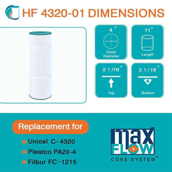 Hurricane Replacement Spa Filter Cartridge for PA20-4 and Unicel C-4320, 4 Pack