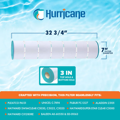 Hurricane Advanced Pool Filter Cartridge for C-7494, PA131 and FC-1227 (4 Pack)