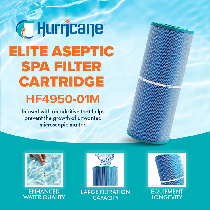 Hurricane HF4950-01M Elite Pool Spa Filter Cartridge Replacement, Blue(Open Box)