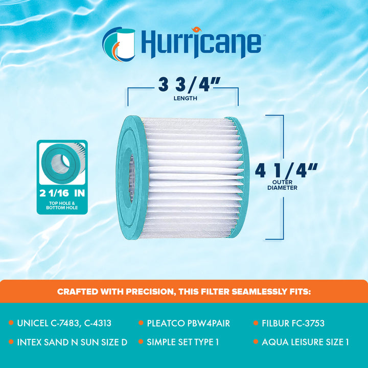 Hurricane 4 Pack HF4313-02 Advanced Pool and Spa Filter Cartridge Replacement - VMInnovations