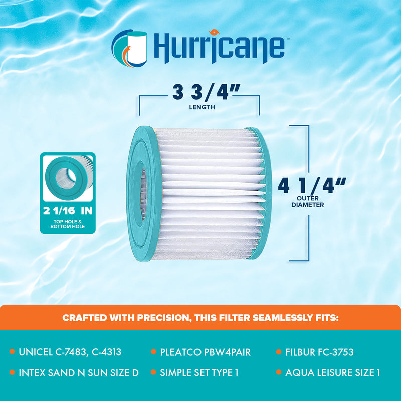 Hurricane Advanced Pool Filter Cartridge for PBW4PAIR, C-4313, FC-3753 (2 Pack)