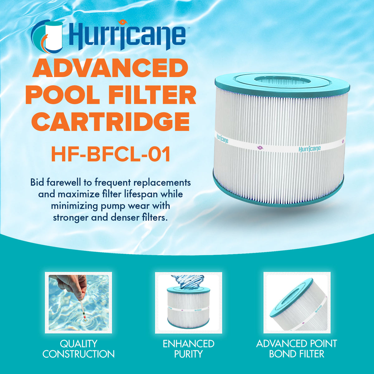 Hurricane Filters Advanced Pool & Spa Cartridge Filter Replacement (Open Box)