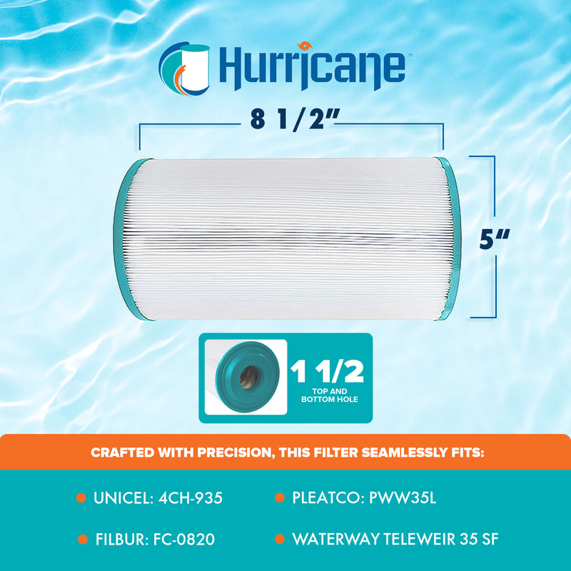 Hurricane Advanced Spa Filter Cartridge for 4CH-935, PWW35L, FC-0820, White