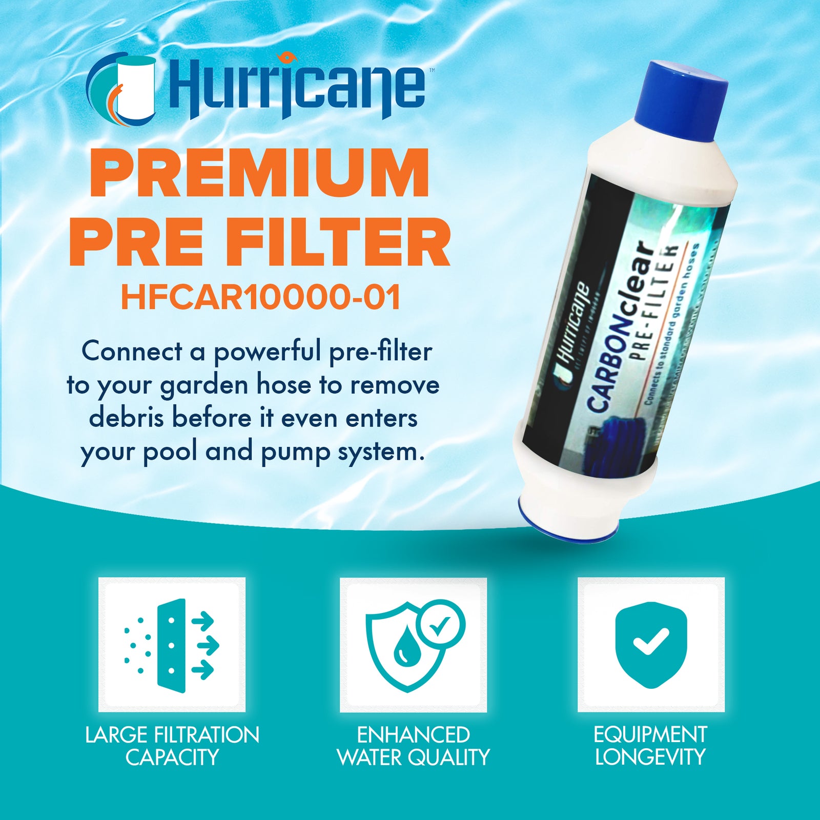 Hurricane Carbon Clear 10,000 Gallon Pre Filter for Hot Tub, Pool (Open Box) - VMInnovations
