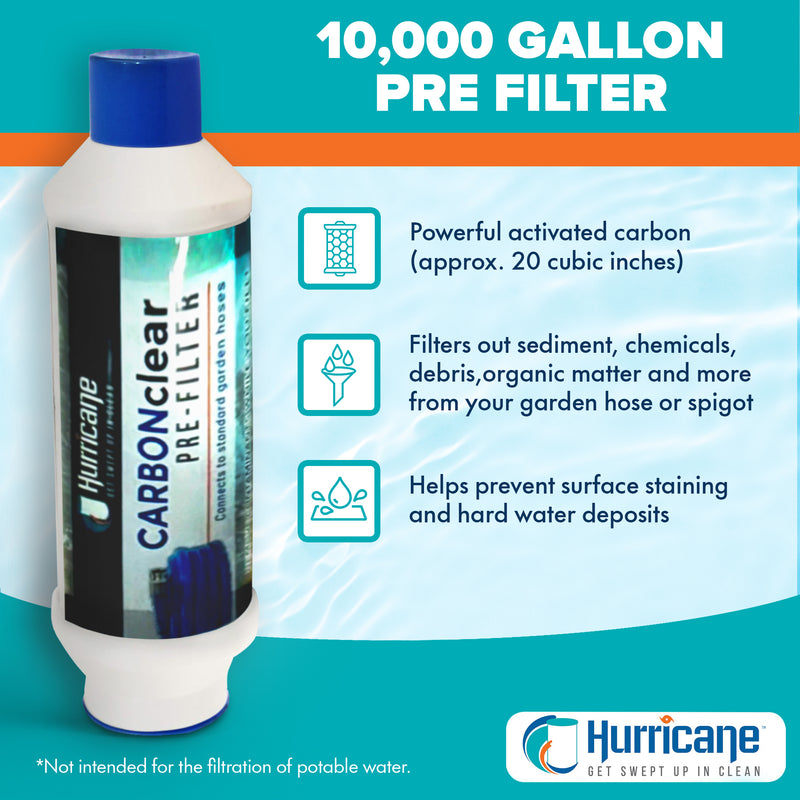 Hurricane Carbon Clear 10,000 Gallon Pre Filter for Hot Tub, Pool, and Pet Bath