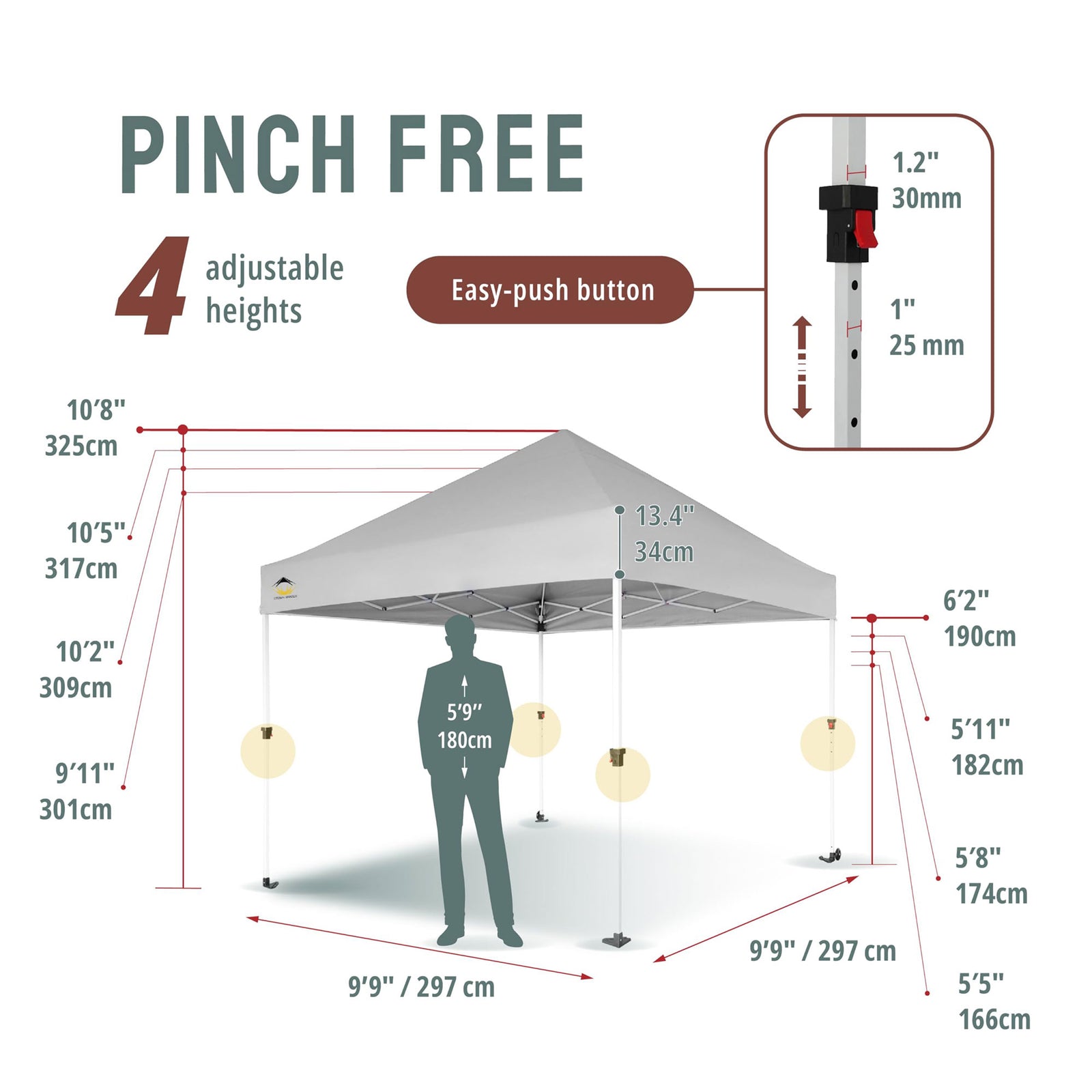 Crown Shades 10 x 10ft Instant Canopy Tent Portable Shelter, White (Used) - VMInnovations
