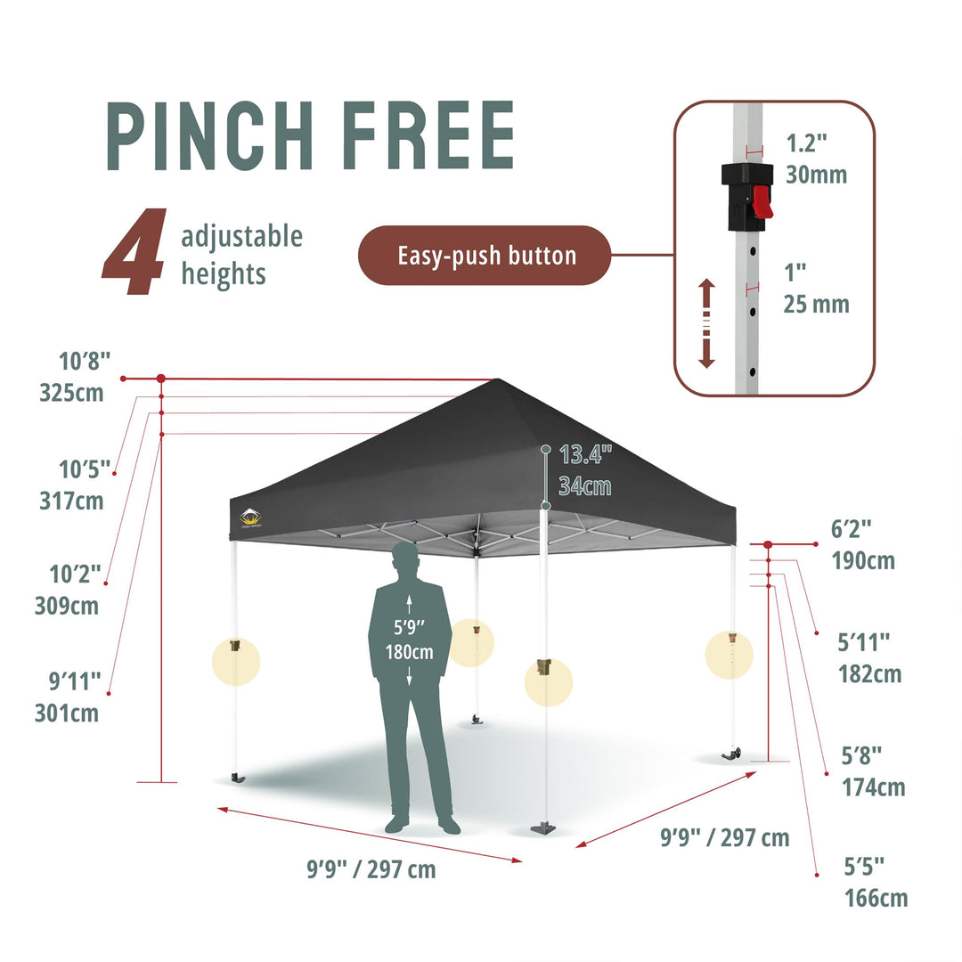 Crown Shades 10x10ft Instant Canopy Commercial Tent Portable Shelter, Grey(Used)