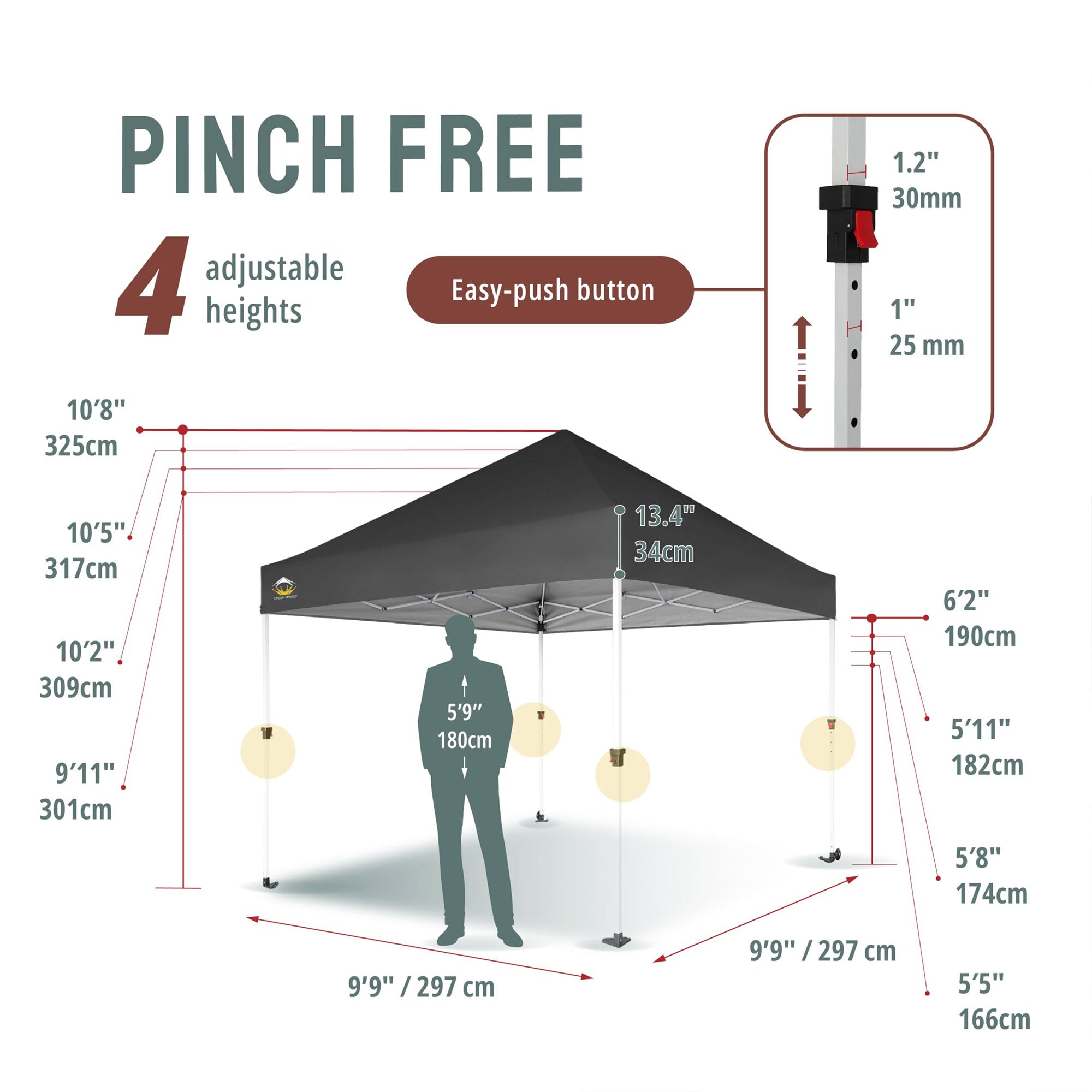 Crown Shades 10x10ft Instant Canopy Commercial Tent Portable Shelter, Grey(Used) - VMInnovations