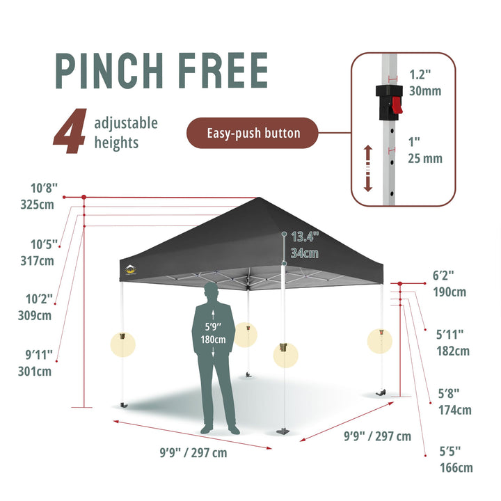 Crown Shades 10x10ft Instant Canopy Commercial Tent Portable Shelter, Grey(Used)