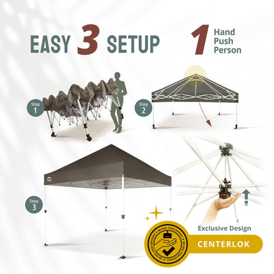 Crown Shades 10x10ft Instant Canopy Commercial Tent Portable Shelter, Grey(Used) - VMInnovations