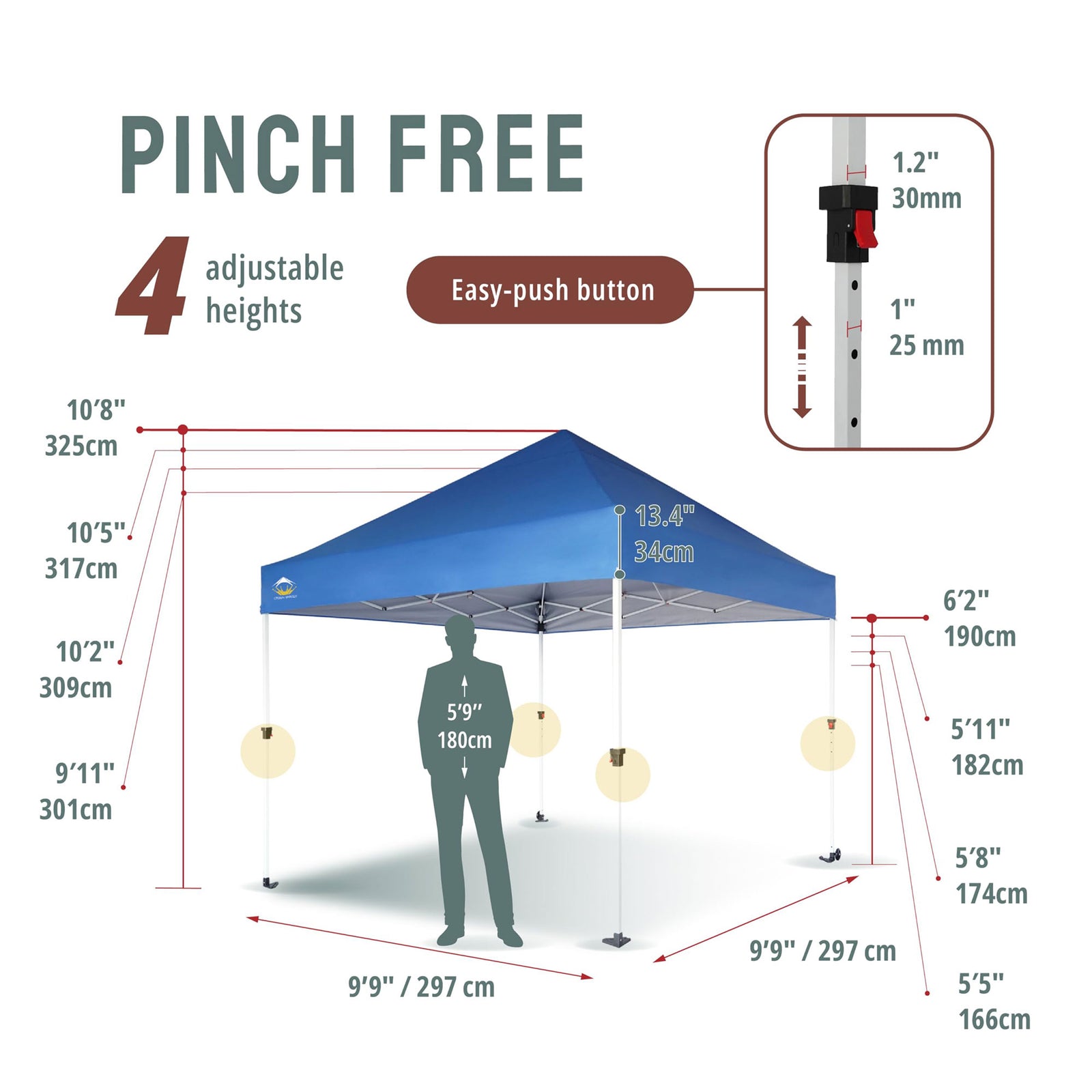 Crown Shades 10x10ft Instant Canopy Commercial Tent Portable Shelter, Blue(Used) - VMInnovations