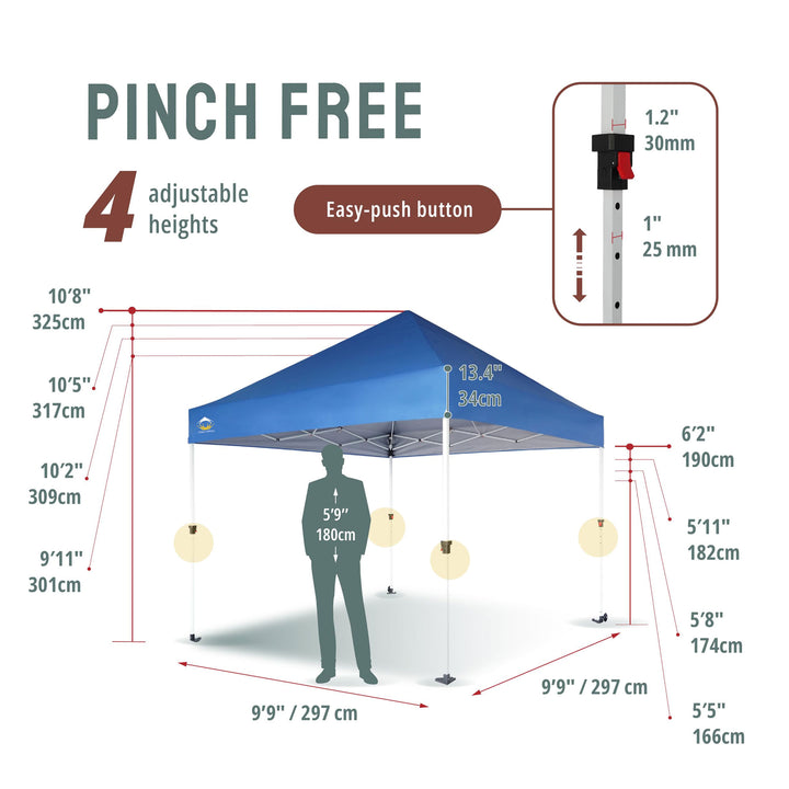 Crown Shades 10x10ft Instant Canopy Commercial Tent Portable Shelter, Blue(Used)