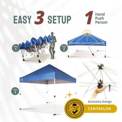 Crown Shades 10x10ft Instant Canopy Commercial Tent Portable Shelter, Blue(Used) - VMInnovations