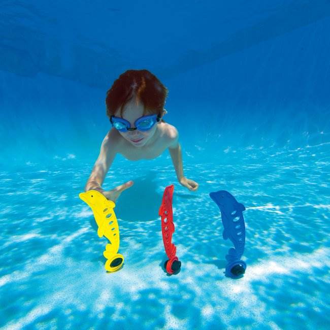 INTEX Underwater Swimming/Diving Pool Dolphin Toys (3 Pack) - Open Box