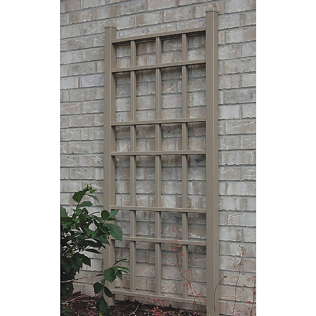 Dura-Trel 28x66" PVC Vinyl Outdoor Patio Trellis w/Anchors, Mocha (Open Box)