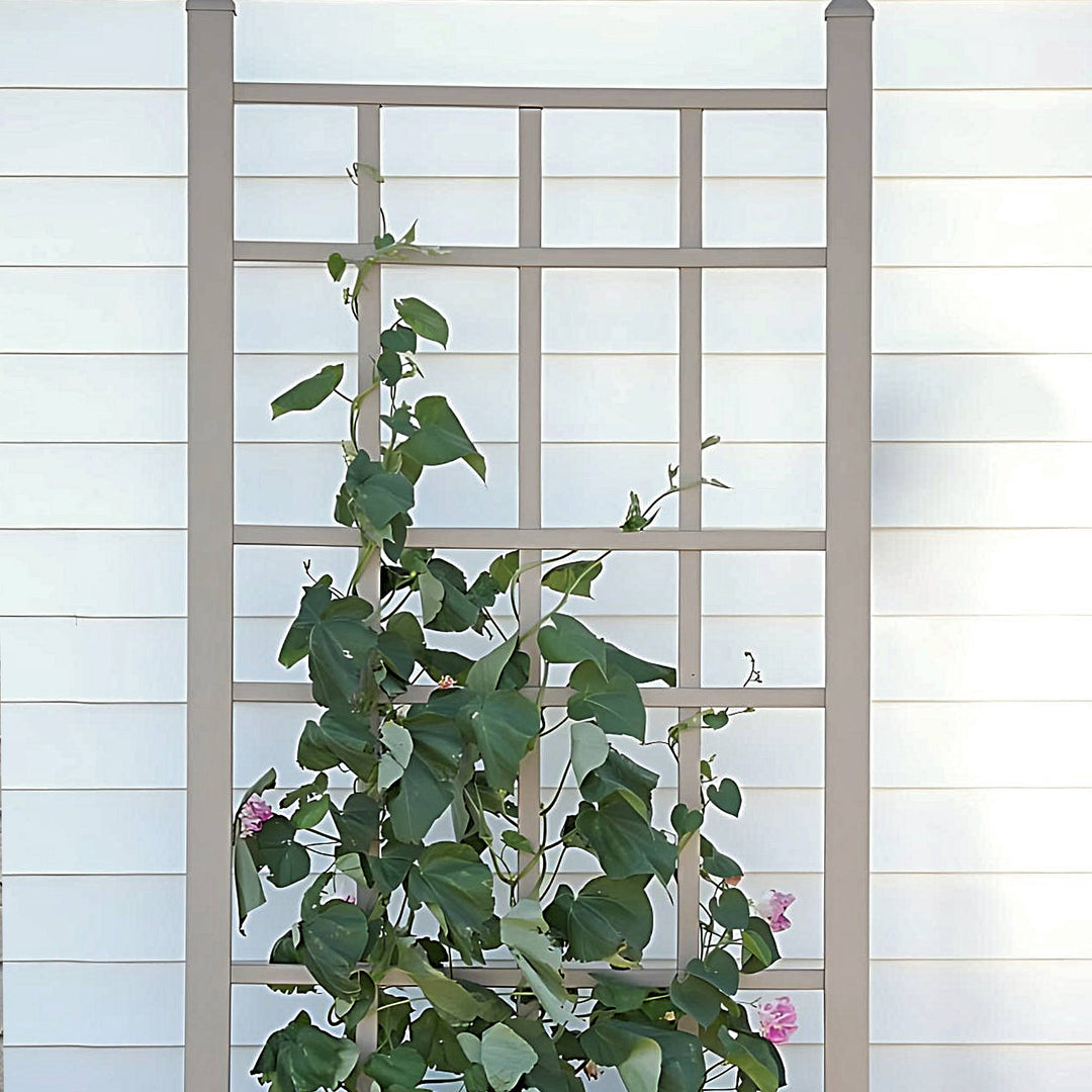 Dura-Trel 28x66" PVC Vinyl Outdoor Patio Trellis w/Anchors, Mocha (Open Box) - VMInnovations