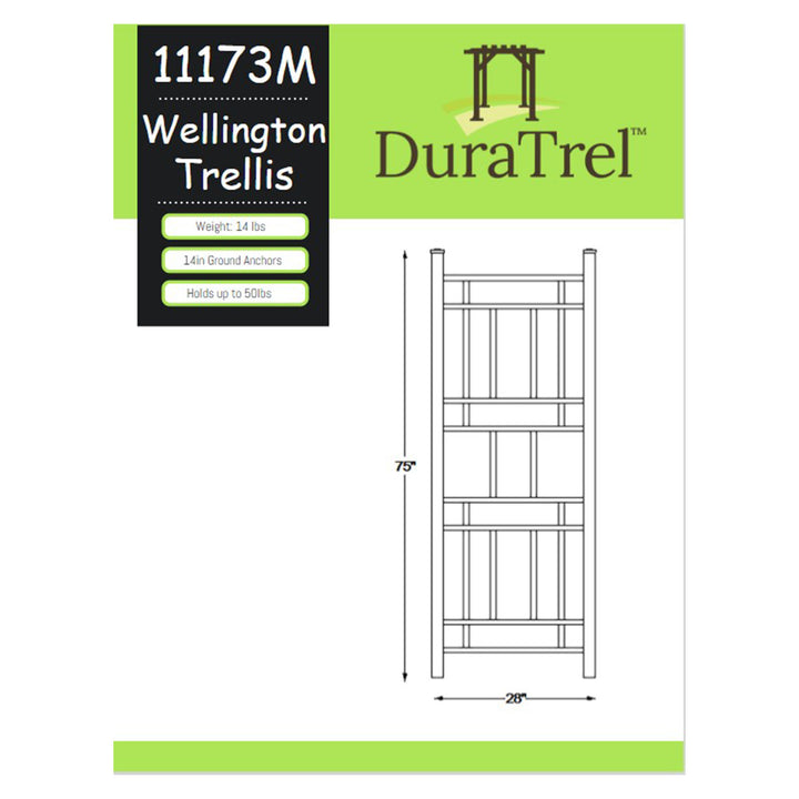 Dura-Trel Wellington 28"x75" PVC Vinyl Outdoor Garden Patio Trellis, Mocha(Used) - VMInnovations